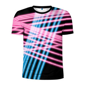Мужская футболка 3D спортивная с принтом Неон в Кировске, 100% полиэстер с улучшенными характеристиками | приталенный силуэт, круглая горловина, широкие плечи, сужается к линии бедра | линии | полосы | светящиеся | флуоресцентный | флюр | флюровый