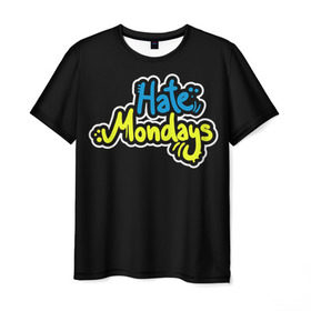 Мужская футболка 3D с принтом Ненавижу понедельники! в Кировске, 100% полиэфир | прямой крой, круглый вырез горловины, длина до линии бедер | hate monday | светящиеся | флуоресцентный | флюр | флюровый