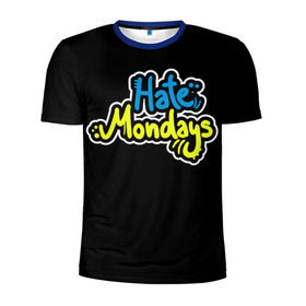 Мужская футболка 3D спортивная с принтом Ненавижу понедельники! в Кировске, 100% полиэстер с улучшенными характеристиками | приталенный силуэт, круглая горловина, широкие плечи, сужается к линии бедра | Тематика изображения на принте: hate monday | светящиеся | флуоресцентный | флюр | флюровый