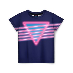 Детская футболка 3D с принтом Неон в Кировске, 100% гипоаллергенный полиэфир | прямой крой, круглый вырез горловины, длина до линии бедер, чуть спущенное плечо, ткань немного тянется | линии | полосы | светящиеся | треугольник | флуоресцентный | флюр | флюровый