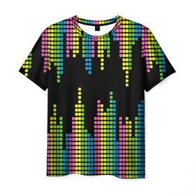 Мужская футболка 3D с принтом Эквалайзер в Кировске, 100% полиэфир | прямой крой, круглый вырез горловины, длина до линии бедер | equalizer | светящиеся | флуоресцентный | флюр | флюровый