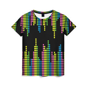 Женская футболка 3D с принтом Эквалайзер в Кировске, 100% полиэфир ( синтетическое хлопкоподобное полотно) | прямой крой, круглый вырез горловины, длина до линии бедер | equalizer | светящиеся | флуоресцентный | флюр | флюровый