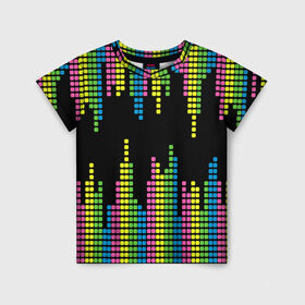 Детская футболка 3D с принтом Эквалайзер в Кировске, 100% гипоаллергенный полиэфир | прямой крой, круглый вырез горловины, длина до линии бедер, чуть спущенное плечо, ткань немного тянется | equalizer | светящиеся | флуоресцентный | флюр | флюровый