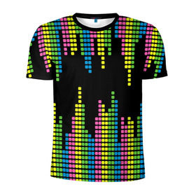 Мужская футболка 3D спортивная с принтом Эквалайзер в Кировске, 100% полиэстер с улучшенными характеристиками | приталенный силуэт, круглая горловина, широкие плечи, сужается к линии бедра | equalizer | светящиеся | флуоресцентный | флюр | флюровый