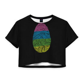 Женская футболка 3D укороченная с принтом Уникальность в Кировске, 100% полиэстер | круглая горловина, длина футболки до линии талии, рукава с отворотами | отпечаток | светящиеся | флуоресцентный | флюр | флюровый