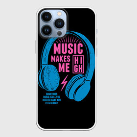 Чехол для iPhone 13 Pro Max с принтом Музыка делает меня лучше в Кировске,  |  | music | наушники | светящиеся | флуоресцентный | флюр | флюровый