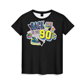 Женская футболка 3D с принтом Назад в 90-е! в Кировске, 100% полиэфир ( синтетическое хлопкоподобное полотно) | прямой крой, круглый вырез горловины, длина до линии бедер | светящиеся | флуоресцентный | флюр | флюровый