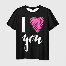 Мужская футболка 3D с принтом I love you в Кировске, 100% полиэфир | прямой крой, круглый вырез горловины, длина до линии бедер | люблю тебя | светящиеся | флуоресцентный | флюр | флюровый