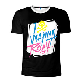 Мужская футболка 3D спортивная с принтом I Wanna Rock! в Кировске, 100% полиэстер с улучшенными характеристиками | приталенный силуэт, круглая горловина, широкие плечи, сужается к линии бедра | светящиеся | флуоресцентный | флюр | флюровый