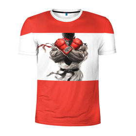 Мужская футболка 3D спортивная с принтом Street Fighter в Кировске, 100% полиэстер с улучшенными характеристиками | приталенный силуэт, круглая горловина, широкие плечи, сужается к линии бедра | 