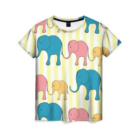Женская футболка 3D с принтом Слоники в Кировске, 100% полиэфир ( синтетическое хлопкоподобное полотно) | прямой крой, круглый вырез горловины, длина до линии бедер | elephant | hipster | индия | йога | слон | хипстер
