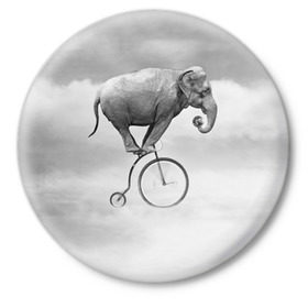 Значок с принтом Hipster Bike в Кировске,  металл | круглая форма, металлическая застежка в виде булавки | elephant | hipster | индия | йога | слон | хипстер