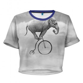 Женская футболка 3D укороченная с принтом Hipster Bike в Кировске, 100% полиэстер | круглая горловина, длина футболки до линии талии, рукава с отворотами | elephant | hipster | индия | йога | слон | хипстер