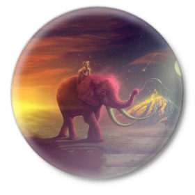 Значок с принтом Индия в Кировске,  металл | круглая форма, металлическая застежка в виде булавки | elephant | hipster | индия | йога | слон | хипстер