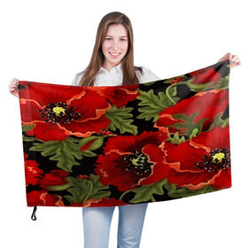 Флаг 3D с принтом Цветение мака в Кировске, 100% полиэстер | плотность ткани — 95 г/м2, размер — 67 х 109 см. Принт наносится с одной стороны | Тематика изображения на принте: flower | красные | полевой цветок | природа | розы | текстуры | цветочки | цветы