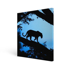 Холст квадратный с принтом Чёрная пантера в Кировске, 100% ПВХ |  | Тематика изображения на принте: африка | вечер | дерево | дикая кошка | закат | леопард | сафари | ягуар
