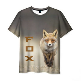 Мужская футболка 3D с принтом Рыжий лис (fox) в Кировске, 100% полиэфир | прямой крой, круглый вырез горловины, длина до линии бедер | fox | животное | зверь | красивая | лес | лис | лиса | лисенок | лисица | лисичка | мех | патрикеевна | песец | плутовка | прикольная | природа | рыжая | рыжий цвет | сказка | хвост | хитрая | хищник