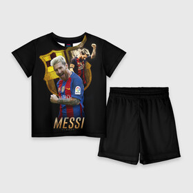 Детский костюм с шортами 3D с принтом Messi в Кировске,  |  | Тематика изображения на принте: barcelona | lionel  messi | messi | барса | барселона | лионель месси | футбол | футбольный  клуб барселона