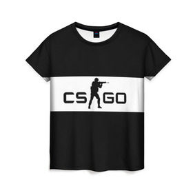 Женская футболка 3D с принтом CS GO черно-белый в Кировске, 100% полиэфир ( синтетическое хлопкоподобное полотно) | прямой крой, круглый вырез горловины, длина до линии бедер | cs go | контер страйк | контра