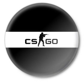 Значок с принтом CS GO черно-белый в Кировске,  металл | круглая форма, металлическая застежка в виде булавки | cs go | контер страйк | контра