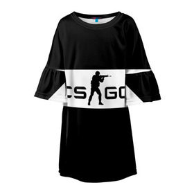 Детское платье 3D с принтом CS GO черно-белый в Кировске, 100% полиэстер | прямой силуэт, чуть расширенный к низу. Круглая горловина, на рукавах — воланы | cs go | контер страйк | контра