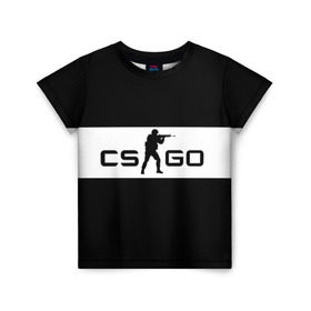 Детская футболка 3D с принтом CS GO черно-белый в Кировске, 100% гипоаллергенный полиэфир | прямой крой, круглый вырез горловины, длина до линии бедер, чуть спущенное плечо, ткань немного тянется | cs go | контер страйк | контра