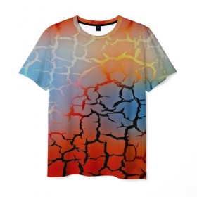 Мужская футболка 3D с принтом Трещины в Кировске, 100% полиэфир | прямой крой, круглый вырез горловины, длина до линии бедер | 3d | abstract | абстракция | другие | линии | полосы | текстуры | трещины