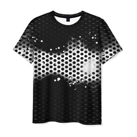 Мужская футболка 3D с принтом Серая сетка в Кировске, 100% полиэфир | прямой крой, круглый вырез горловины, длина до линии бедер | 