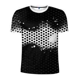 Мужская футболка 3D спортивная с принтом Серая сетка в Кировске, 100% полиэстер с улучшенными характеристиками | приталенный силуэт, круглая горловина, широкие плечи, сужается к линии бедра | 