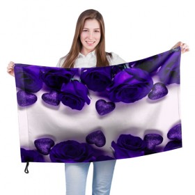 Флаг 3D с принтом Фиолетовые розы в Кировске, 100% полиэстер | плотность ткани — 95 г/м2, размер — 67 х 109 см. Принт наносится с одной стороны | flower | весна | красивые цветы | лето | природа | цветок | цветочки | цветы