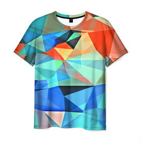 Мужская футболка 3D с принтом crystal abstraction в Кировске, 100% полиэфир | прямой крой, круглый вырез горловины, длина до линии бедер | abstraction | абстракция | геометрия | грани | линии | полигоны | постель | розовый | сочетания | текстура | треугольники