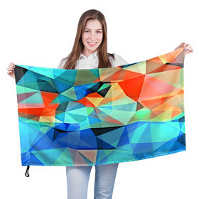 Флаг 3D с принтом crystal abstraction в Кировске, 100% полиэстер | плотность ткани — 95 г/м2, размер — 67 х 109 см. Принт наносится с одной стороны | abstraction | абстракция | геометрия | грани | линии | полигоны | постель | розовый | сочетания | текстура | треугольники