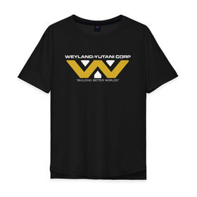 Мужская футболка хлопок Oversize с принтом Weyland-Yutani в Кировске, 100% хлопок | свободный крой, круглый ворот, “спинка” длиннее передней части | чужой завет