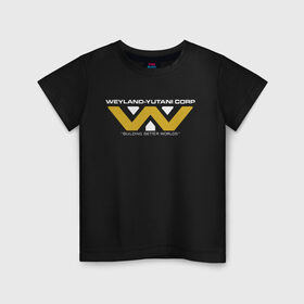 Детская футболка хлопок с принтом Weyland-Yutani в Кировске, 100% хлопок | круглый вырез горловины, полуприлегающий силуэт, длина до линии бедер | чужой завет