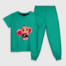 Детская пижама хлопок с принтом Чебурашка в Кировске, 100% хлопок |  брюки и футболка прямого кроя, без карманов, на брюках мягкая резинка на поясе и по низу штанин
 | тату | хиппи | эмо