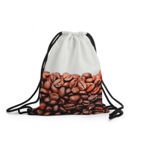 Рюкзак-мешок 3D с принтом coffee в Кировске, 100% полиэстер | плотность ткани — 200 г/м2, размер — 35 х 45 см; лямки — толстые шнурки, застежка на шнуровке, без карманов и подкладки | 3d | beans | coffee | еда | зерна | кофе | напиток | природа | текстуры