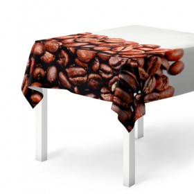 Скатерть 3D с принтом coffee в Кировске, 100% полиэстер (ткань не мнется и не растягивается) | Размер: 150*150 см | 3d | beans | coffee | еда | зерна | кофе | напиток | природа | текстуры