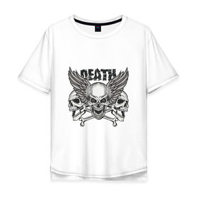 Мужская футболка хлопок Oversize с принтом Death rider в Кировске, 100% хлопок | свободный крой, круглый ворот, “спинка” длиннее передней части | biker | death | death rider | moto | rider | байк | байкер | мото | мотоцикл | мотоциклист | рокер | свобода | череп | черепа