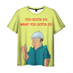 Мужская футболка 3D с принтом Работа в Кировске, 100% полиэфир | прямой крой, круглый вырез горловины, длина до линии бедер | futurama | футурама