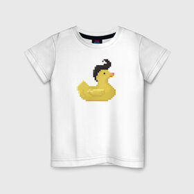 Детская футболка хлопок с принтом Утка-Элвис в Кировске, 100% хлопок | круглый вырез горловины, полуприлегающий силуэт, длина до линии бедер | pixelart | пиксель арт | утка | элвис | элвис пресли