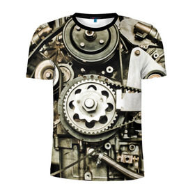 Мужская футболка 3D спортивная с принтом Двигатель в Кировске, 100% полиэстер с улучшенными характеристиками | приталенный силуэт, круглая горловина, широкие плечи, сужается к линии бедра | двигатель | механизм | мотор