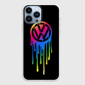 Чехол для iPhone 13 Pro Max с принтом Volkswagen в Кировске,  |  | brand | bright | car | color | drops | flow | germany | logo | rainbow | sign | spectrum | volkswagen | автомобиль | германия | знак | капли | логотип | марка | радуга | спектр | течет | цвет | яркий