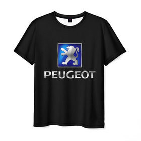 Мужская футболка 3D с принтом Peugeot в Кировске, 100% полиэфир | прямой крой, круглый вырез горловины, длина до линии бедер | brand | car | france | logo | peugeot | автомобиль | логотип | марка | франция