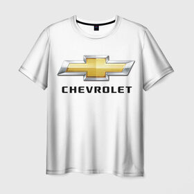 Мужская футболка 3D с принтом Chevrolet в Кировске, 100% полиэфир | прямой крой, круглый вырез горловины, длина до линии бедер | brand | car | chevrolet | logo | usa | автомобиль | логотип | марка | сша | шевроле