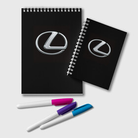 Блокнот с принтом Lexus в Кировске, 100% бумага | 48 листов, плотность листов — 60 г/м2, плотность картонной обложки — 250 г/м2. Листы скреплены удобной пружинной спиралью. Цвет линий — светло-серый
 | Тематика изображения на принте: brand | car | japan | lexus | logo | toyota motor | автомобиль | лексус | логотип | марка | япония