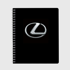 Тетрадь с принтом Lexus в Кировске, 100% бумага | 48 листов, плотность листов — 60 г/м2, плотность картонной обложки — 250 г/м2. Листы скреплены сбоку удобной пружинной спиралью. Уголки страниц и обложки скругленные. Цвет линий — светло-серый
 | Тематика изображения на принте: brand | car | japan | lexus | logo | toyota motor | автомобиль | лексус | логотип | марка | япония