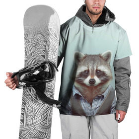 Накидка на куртку 3D с принтом Хипстер Енот в Кировске, 100% полиэстер |  | raccoon | енот