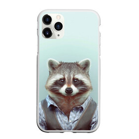 Чехол для iPhone 11 Pro матовый с принтом Хипстер Енот в Кировске, Силикон |  | raccoon | енот