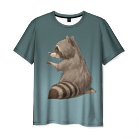 Мужская футболка 3D с принтом There в Кировске, 100% полиэфир | прямой крой, круглый вырез горловины, длина до линии бедер | raccoon | енот
