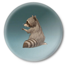 Значок с принтом There в Кировске,  металл | круглая форма, металлическая застежка в виде булавки | raccoon | енот